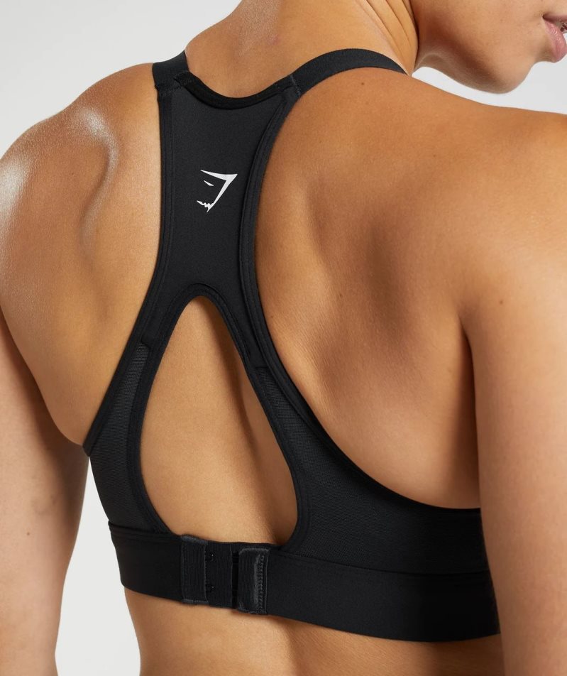 Gymshark Cut Out Back High Support Női Sportmelltartó Fekete | HU-T-659