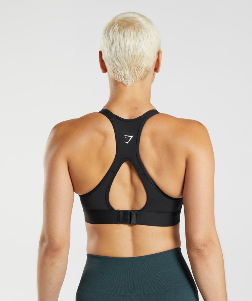 Gymshark Cut Out Back High Support Női Sportmelltartó Fekete | HU-T-659