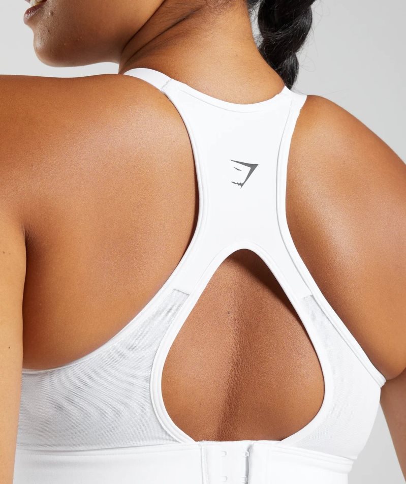Gymshark Cut Out Back High Support Női Sportmelltartó Fehér | HU-Z-875