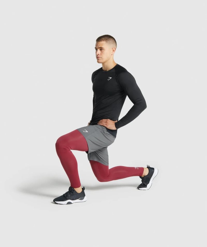 Gymshark Element Baselayer Férfi Leggings Bordó | HU-K-760