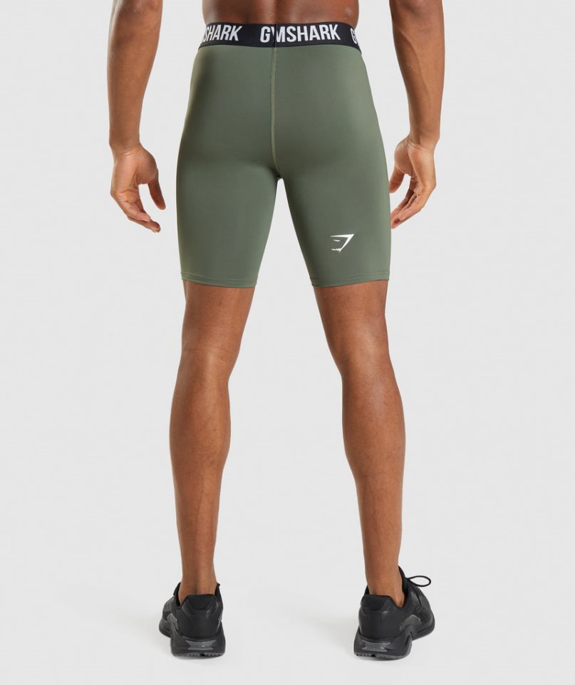 Gymshark Element Baselayer Férfi Rövidnadrág Olivazöld | HU-B-907