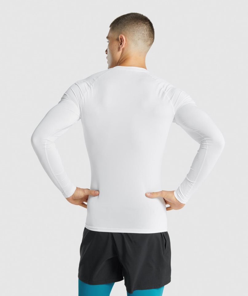 Gymshark Element Baselayer Long Sleeve Férfi Póló Fehér | HU-A-960