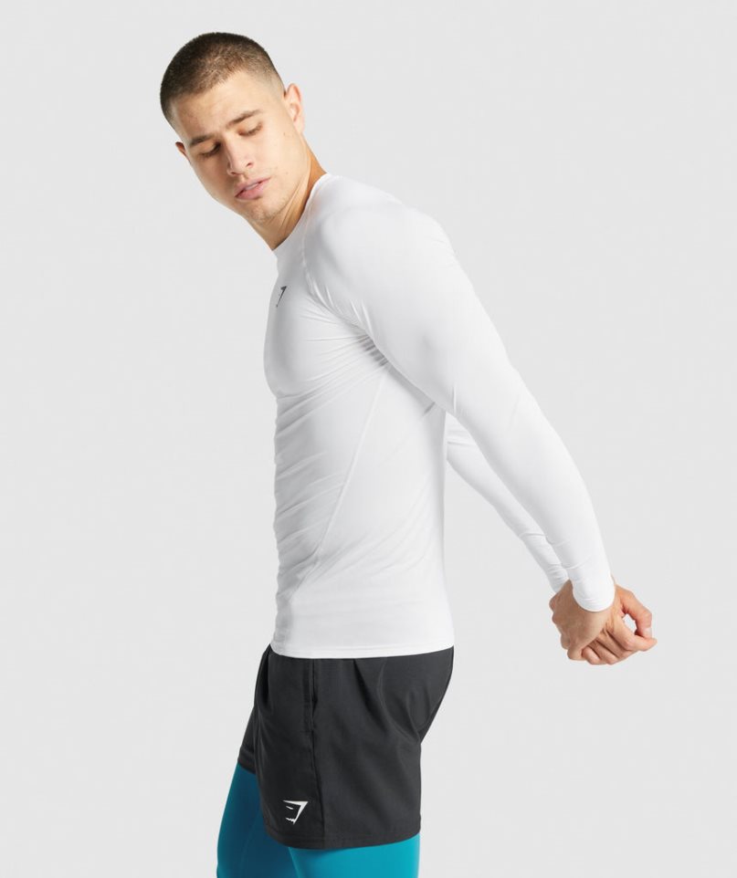 Gymshark Element Baselayer Long Sleeve Férfi Póló Fehér | HU-A-960