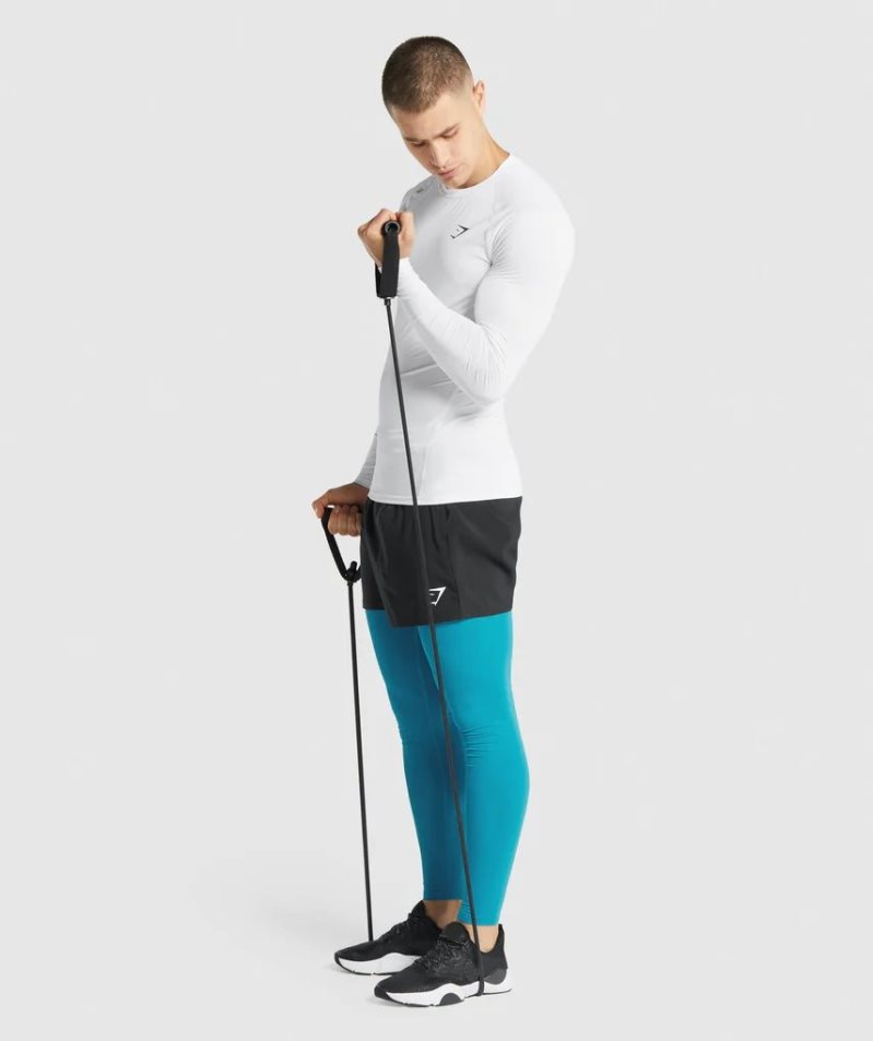 Gymshark Element Baselayer Long Sleeve Férfi Póló Fehér | HU-A-960
