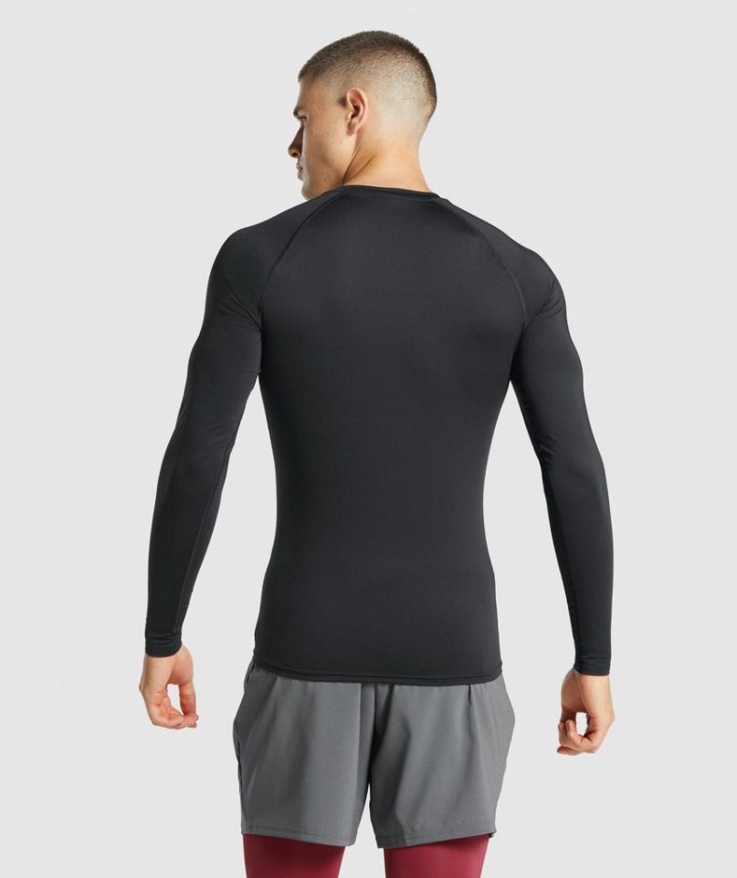 Gymshark Element Baselayer Long Sleeve Férfi Póló Fekete | HU-J-249