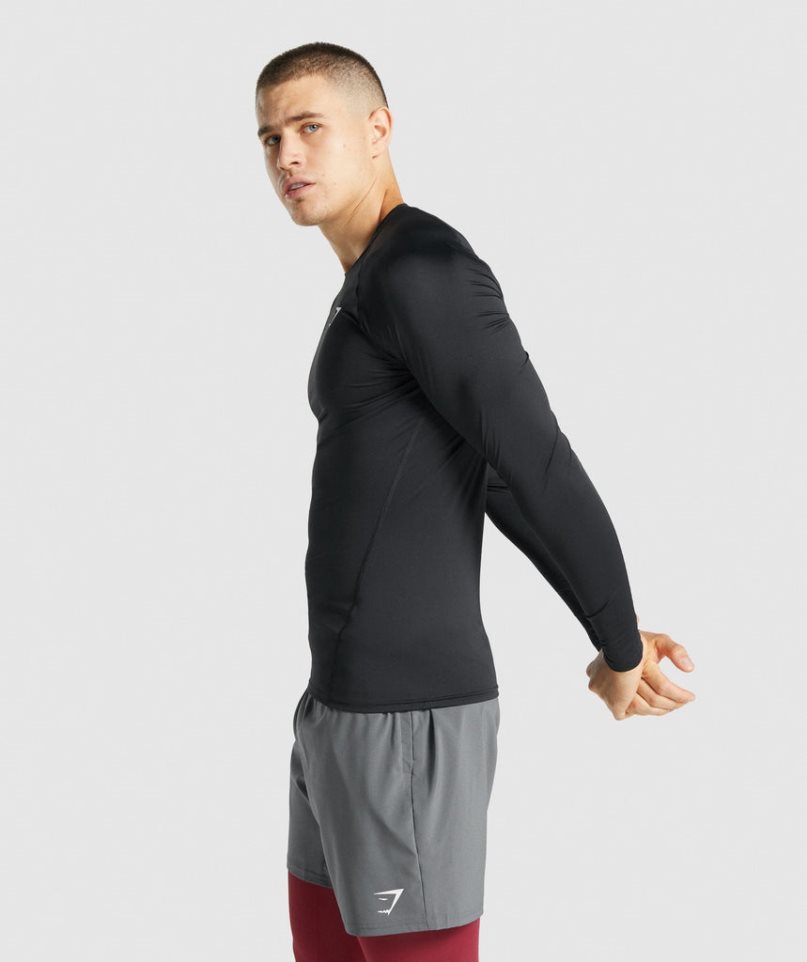 Gymshark Element Baselayer Long Sleeve Férfi Póló Fekete | HU-J-249