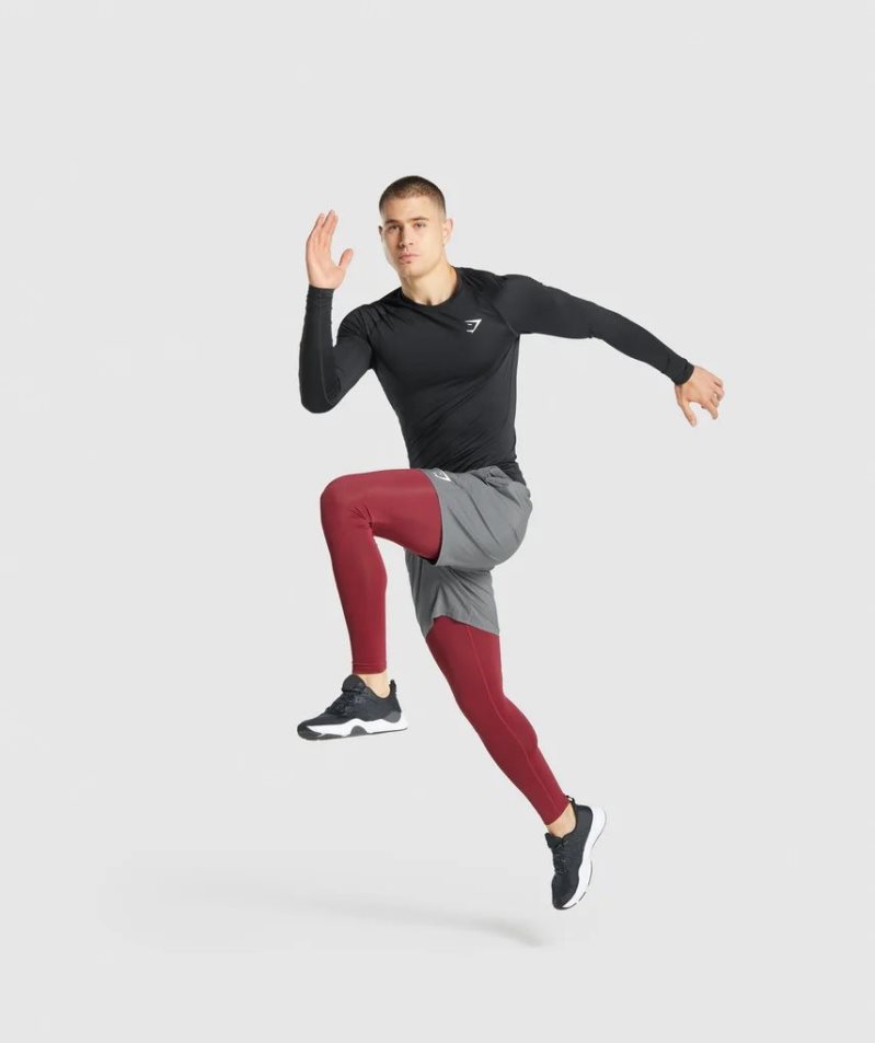 Gymshark Element Baselayer Long Sleeve Férfi Póló Fekete | HU-J-249