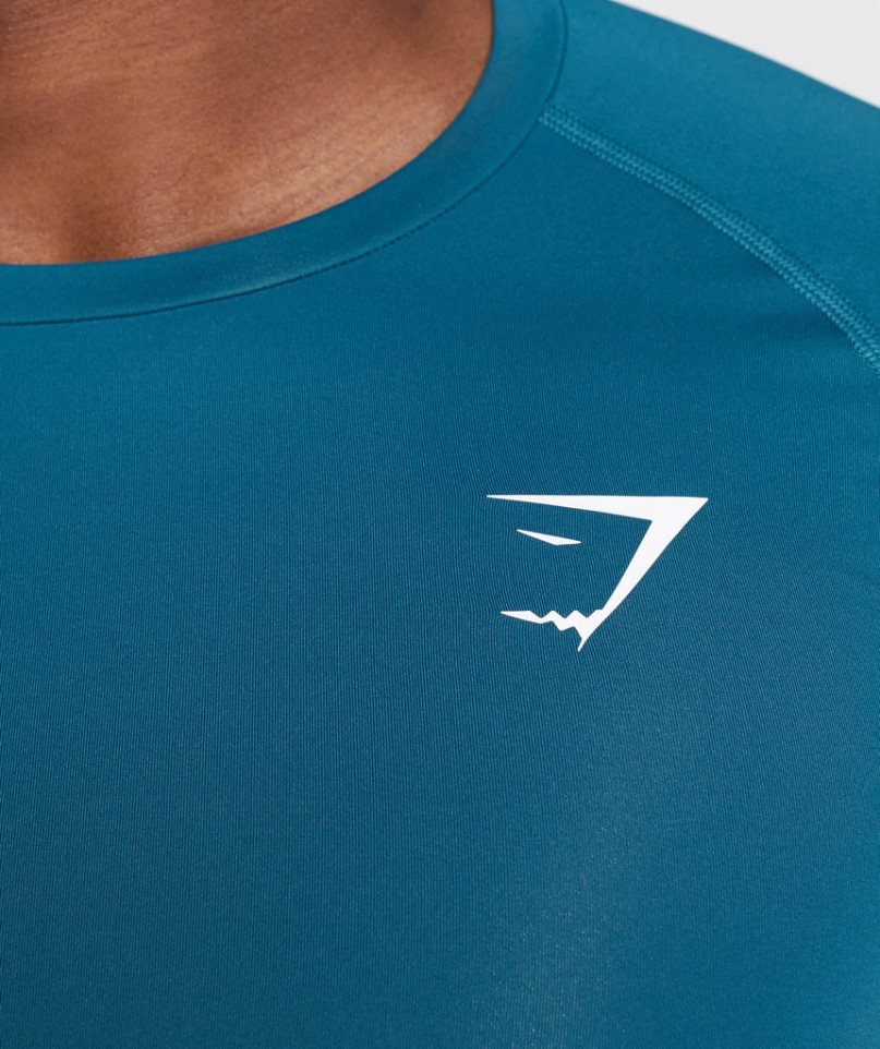 Gymshark Element Baselayer Long Sleeve Top Férfi Póló Kék | HU-P-107