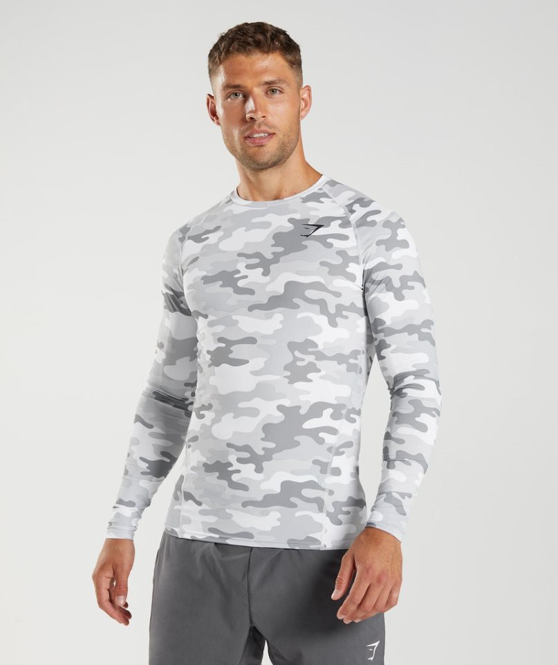 Gymshark Element Baselayer Long Sleeve Top Férfi Póló Camo | HU-P-902