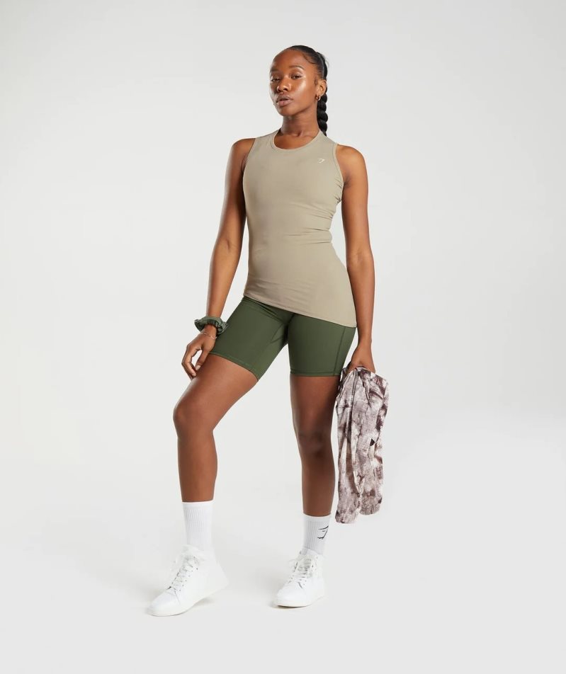 Gymshark Elevate Asymmetric Női Ujjatlan Póló Bézs | HU-A-870