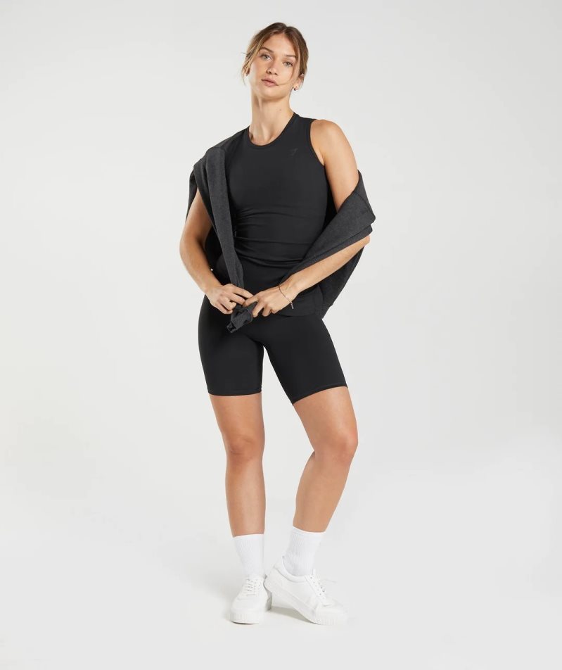 Gymshark Elevate Asymmetric Női Ujjatlan Póló Fekete | HU-N-931