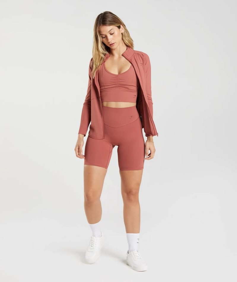 Gymshark Elevate Cycling Női Rövidnadrág Barna | HU-T-475