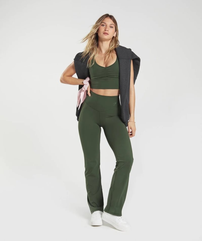 Gymshark Elevate Flared Női Leggings Olivazöld | HU-S-265