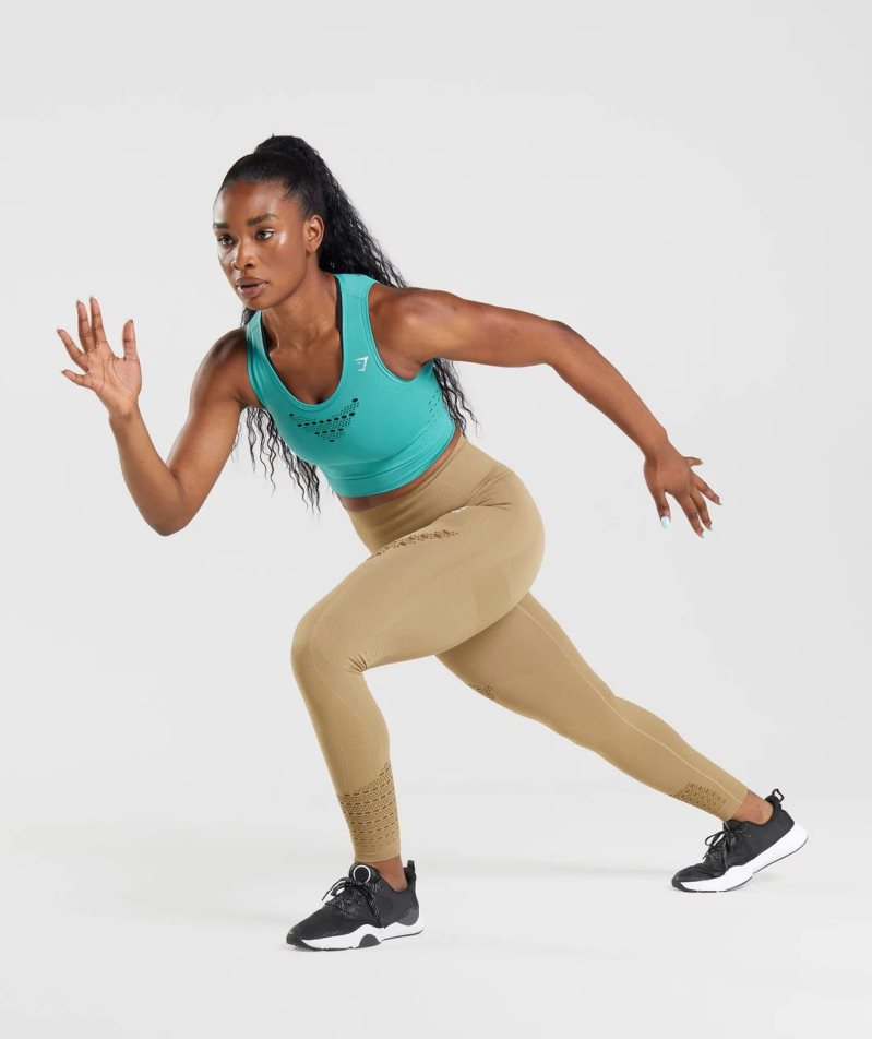 Gymshark Energy Seamless Női Leggings Világos Barna | HU-E-586