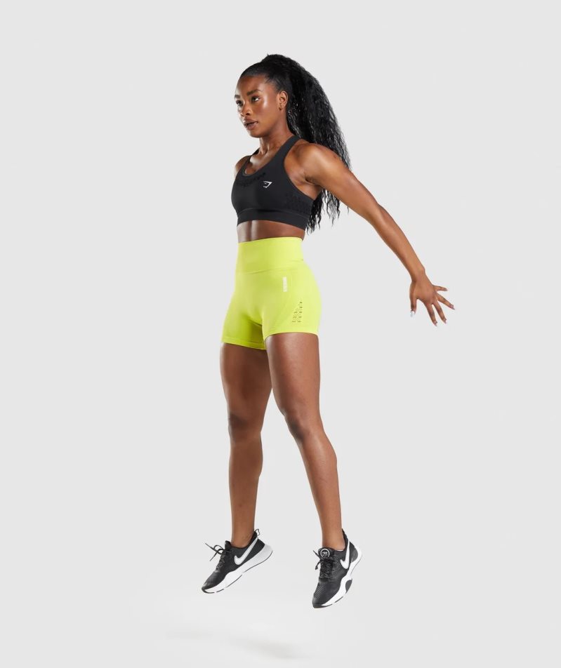 Gymshark Energy Seamless Női Rövidnadrág Sárga | HU-F-914