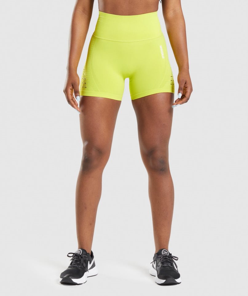 Gymshark Energy Seamless Női Rövidnadrág Sárga | HU-F-914
