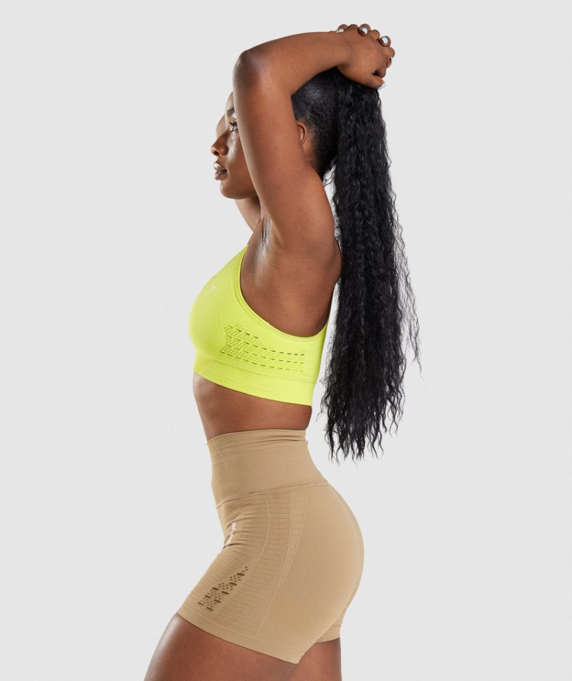 Gymshark Energy Seamless Női Sportmelltartó Sárga | HU-D-271