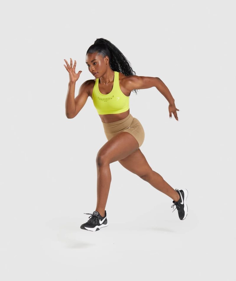 Gymshark Energy Seamless Női Sportmelltartó Sárga | HU-D-271