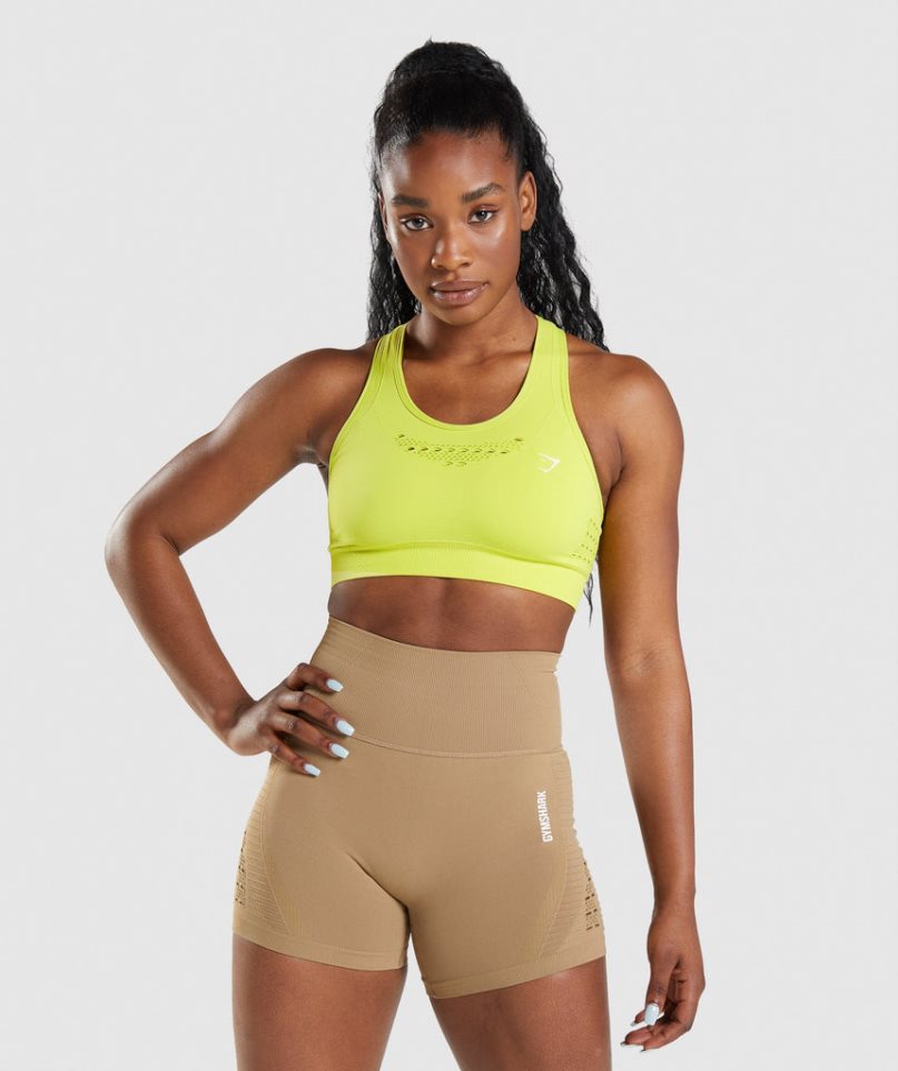 Gymshark Energy Seamless Női Sportmelltartó Sárga | HU-D-271