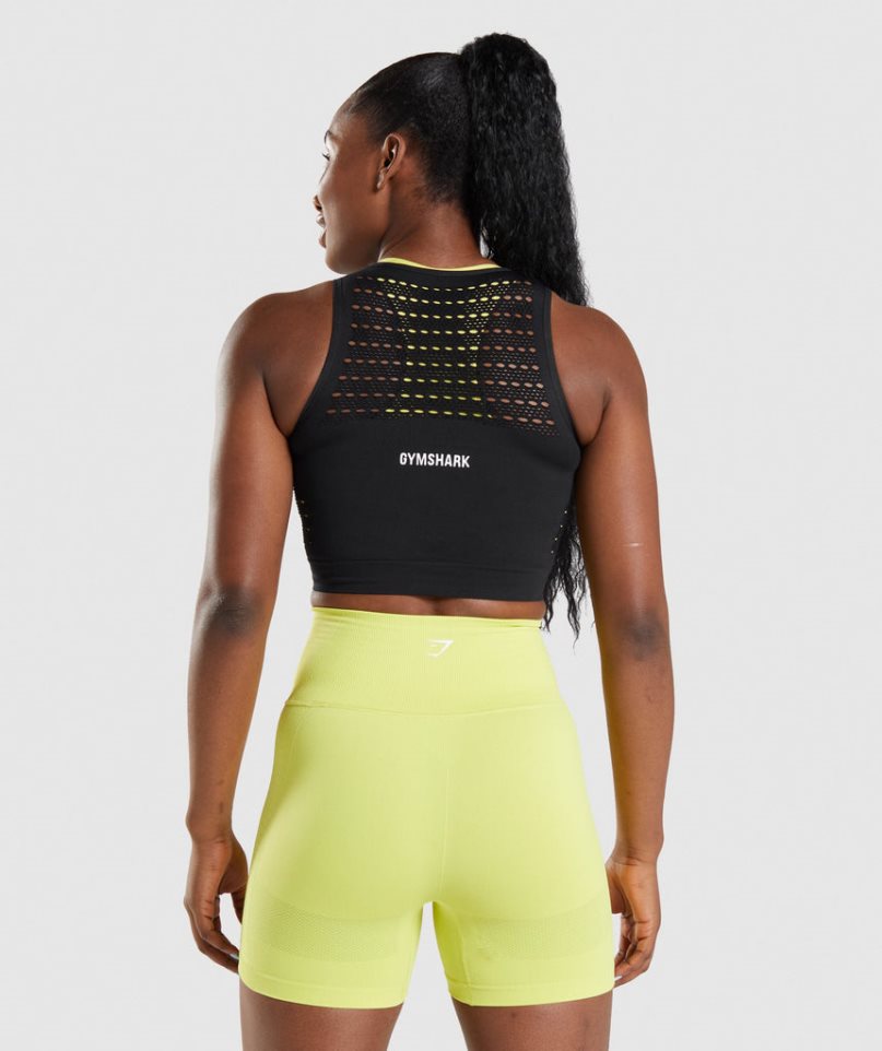 Gymshark Energy Seamless Női Vágott Felsők Fekete | HU-P-940