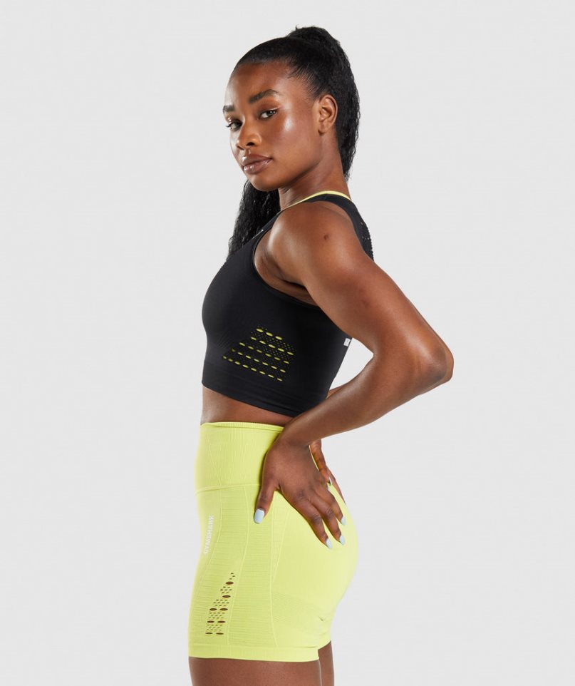 Gymshark Energy Seamless Női Vágott Felsők Fekete | HU-P-940