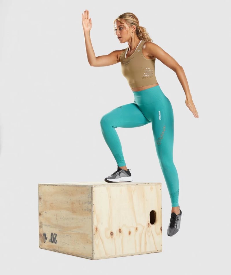 Gymshark Energy Seamless Női Vágott Felsők Világos Barna | HU-S-401