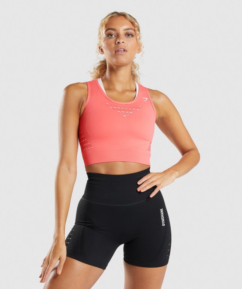 Gymshark Energy Seamless Női Vágott Felsők Rózsaszín | HU-V-348