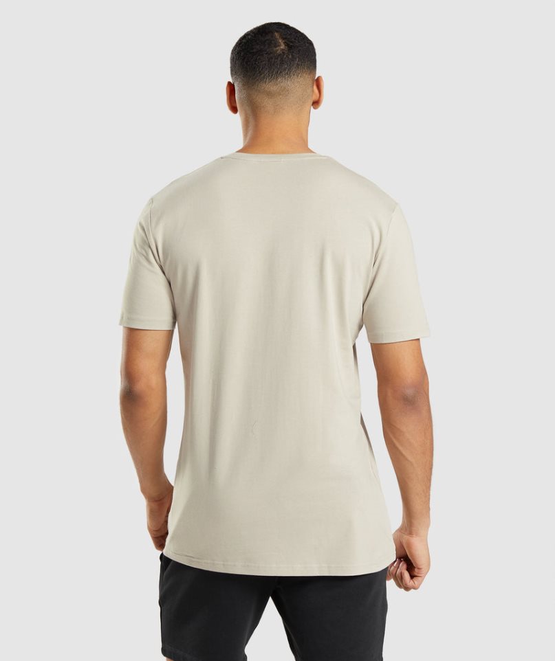 Gymshark Essential Férfi Póló Bézs | HU-T-960