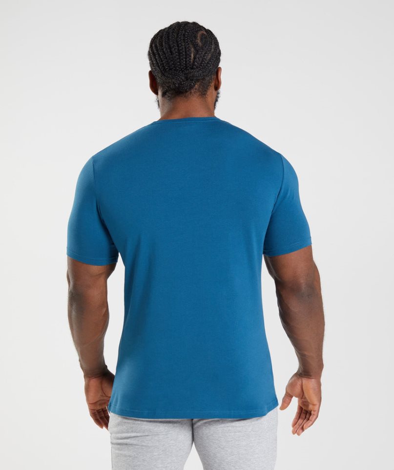 Gymshark Essential Férfi Póló Kék | HU-M-271