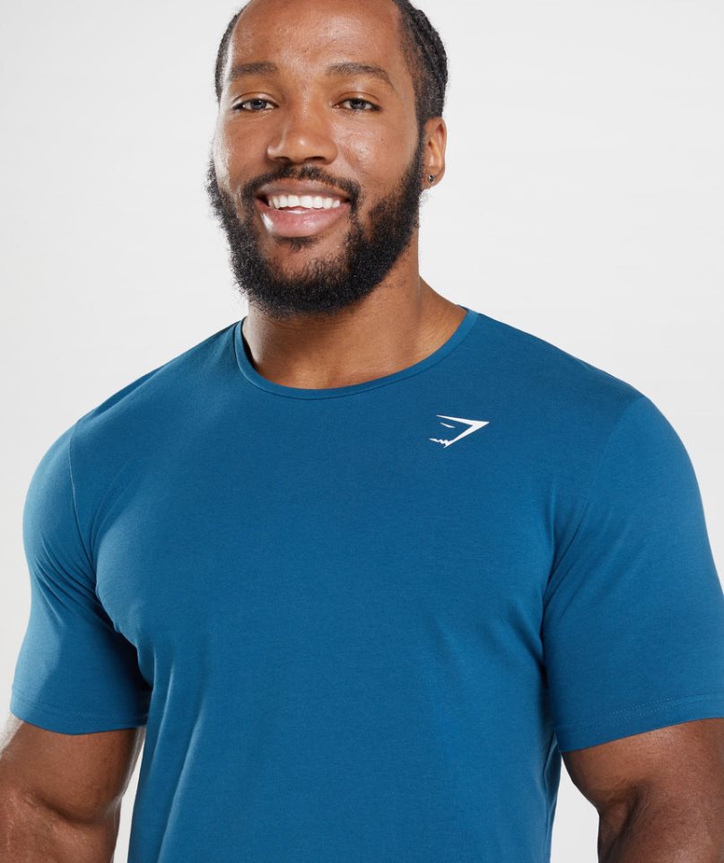 Gymshark Essential Férfi Póló Kék | HU-M-271