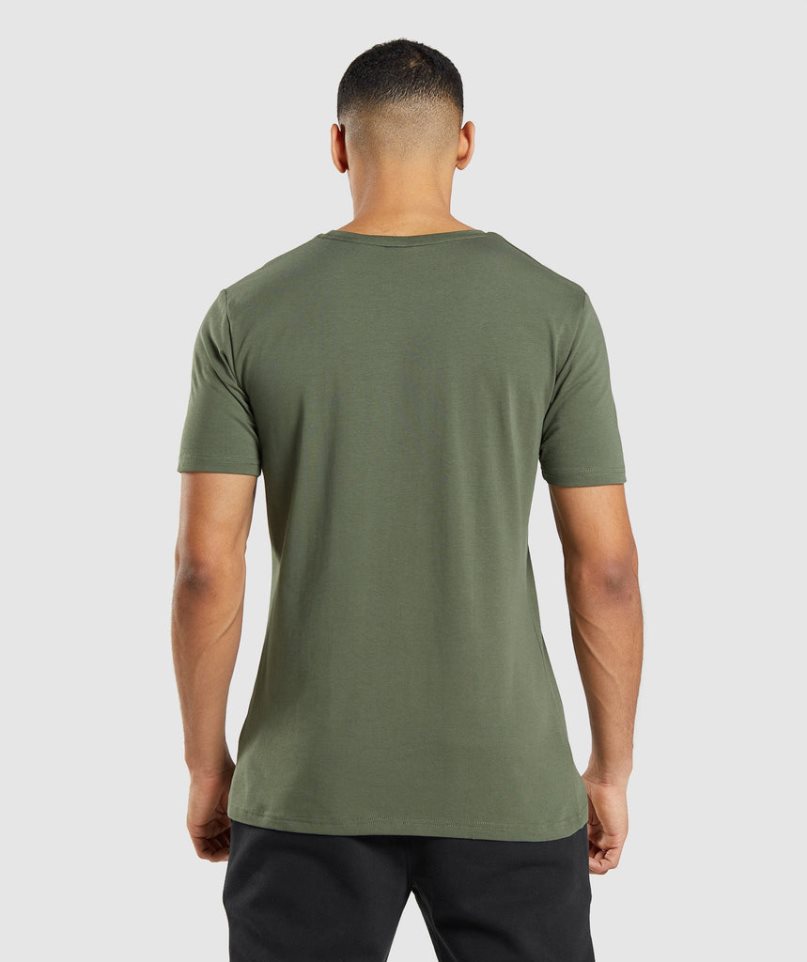Gymshark Essential Férfi Póló Olivazöld | HU-O-126