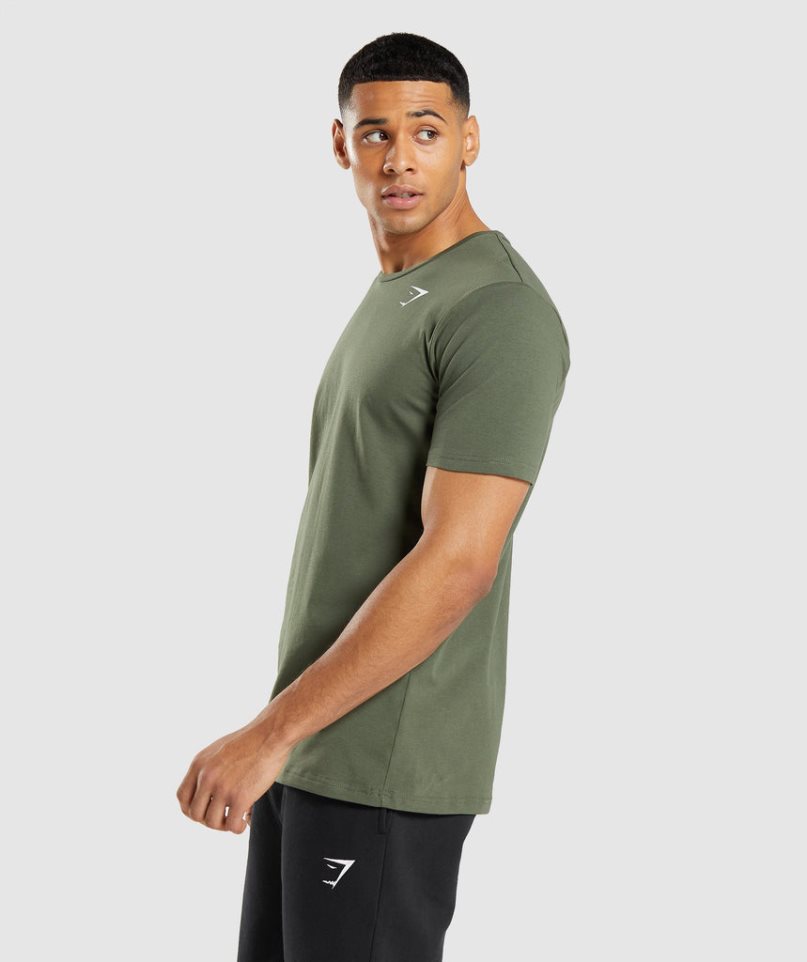 Gymshark Essential Férfi Póló Olivazöld | HU-O-126