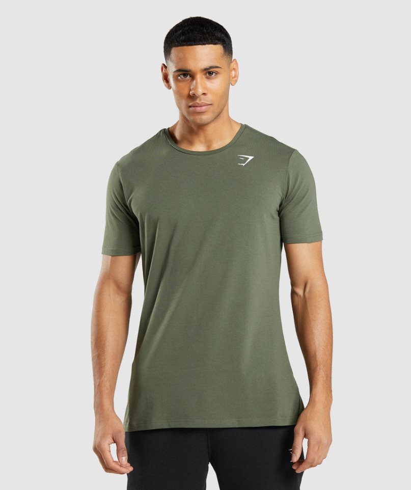 Gymshark Essential Férfi Póló Olivazöld | HU-O-126