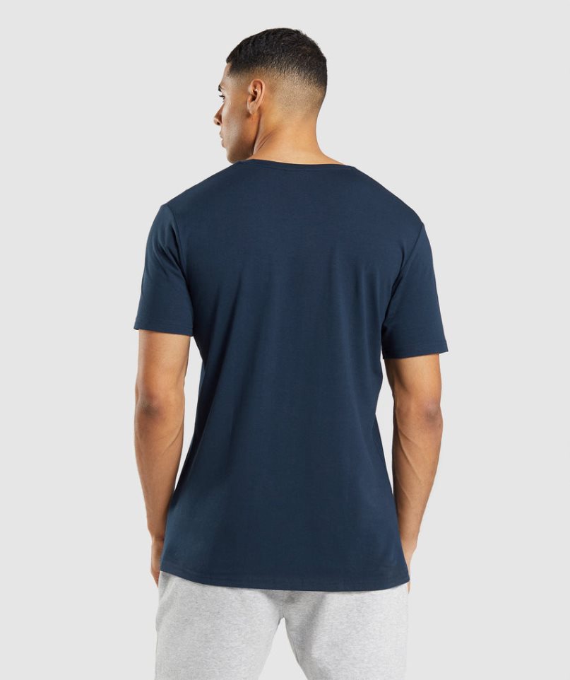 Gymshark Essential Férfi Póló Sötétkék | HU-K-280