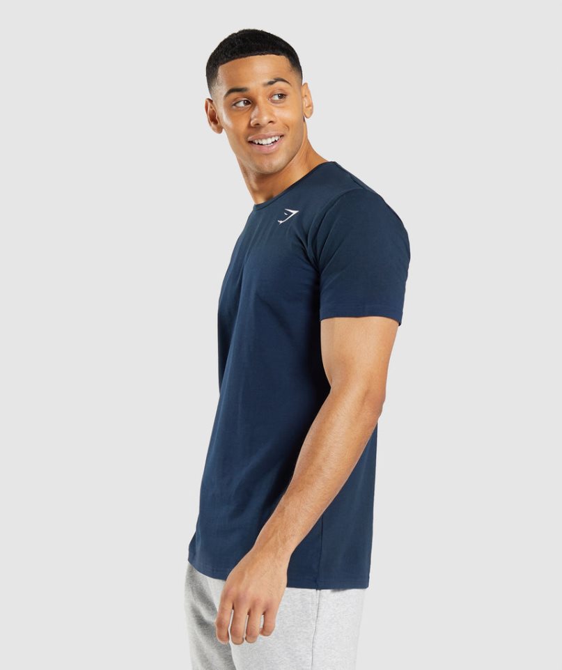 Gymshark Essential Férfi Póló Sötétkék | HU-K-280