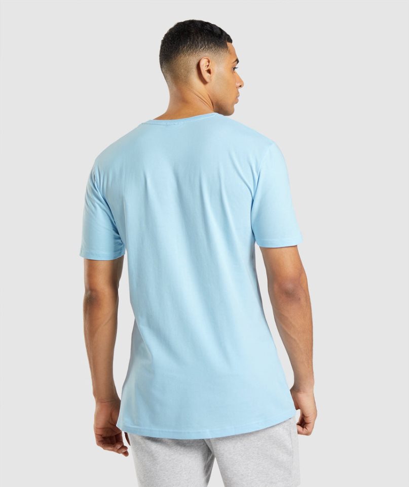 Gymshark Essential Férfi Póló Világos Kék | HU-E-453