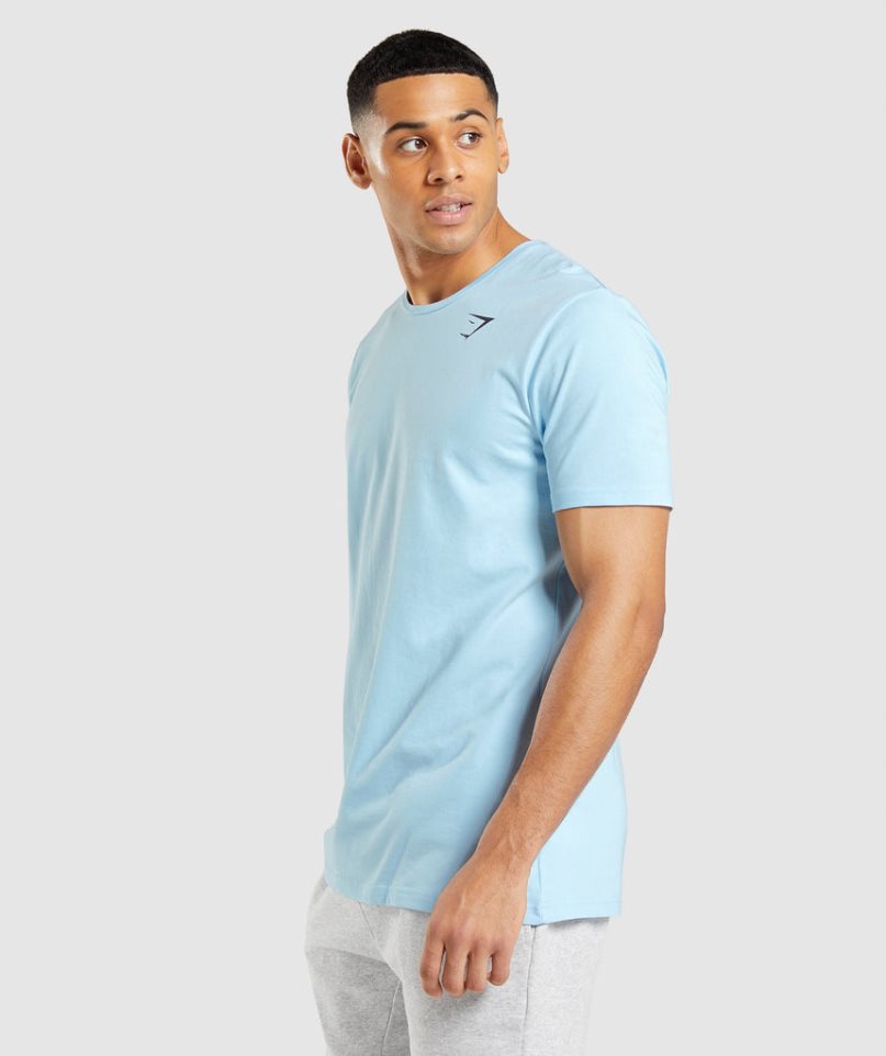 Gymshark Essential Férfi Póló Világos Kék | HU-E-453