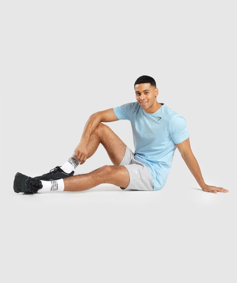 Gymshark Essential Férfi Póló Világos Kék | HU-E-453