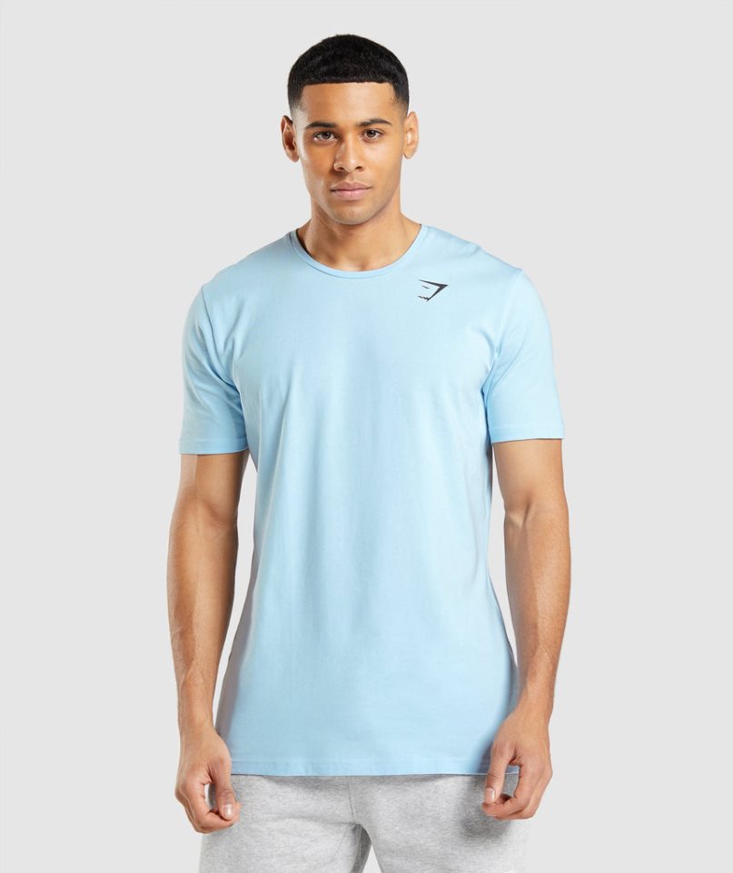 Gymshark Essential Férfi Póló Világos Kék | HU-E-453