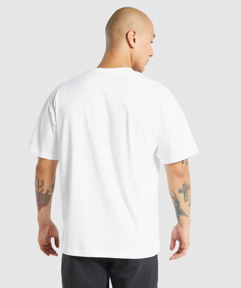 Gymshark Essential Oversized Férfi Póló Fehér | HU-D-381