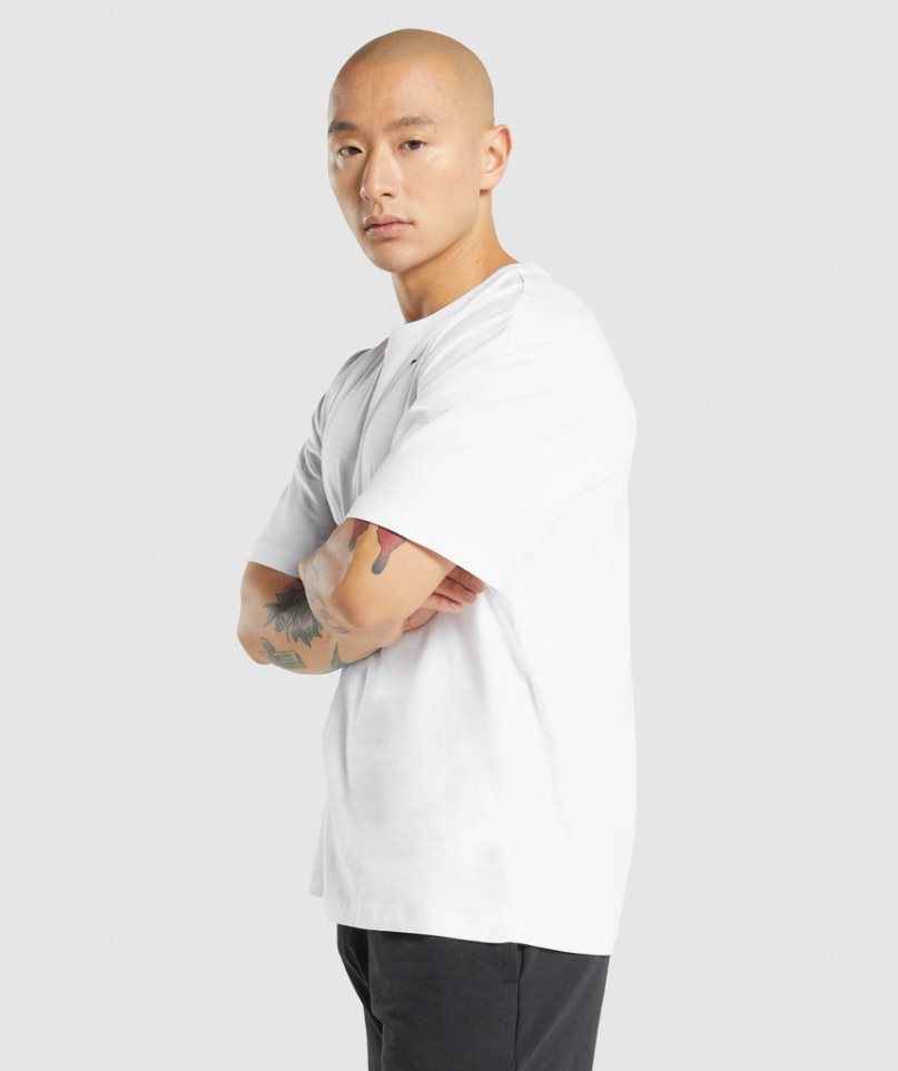 Gymshark Essential Oversized Férfi Póló Fehér | HU-D-381