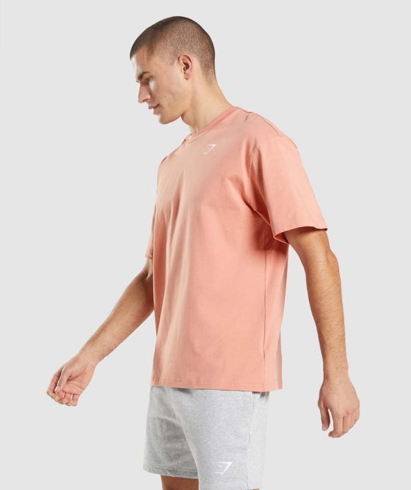 Gymshark Essential Oversized Férfi Póló Rózsaszín | HU-E-592