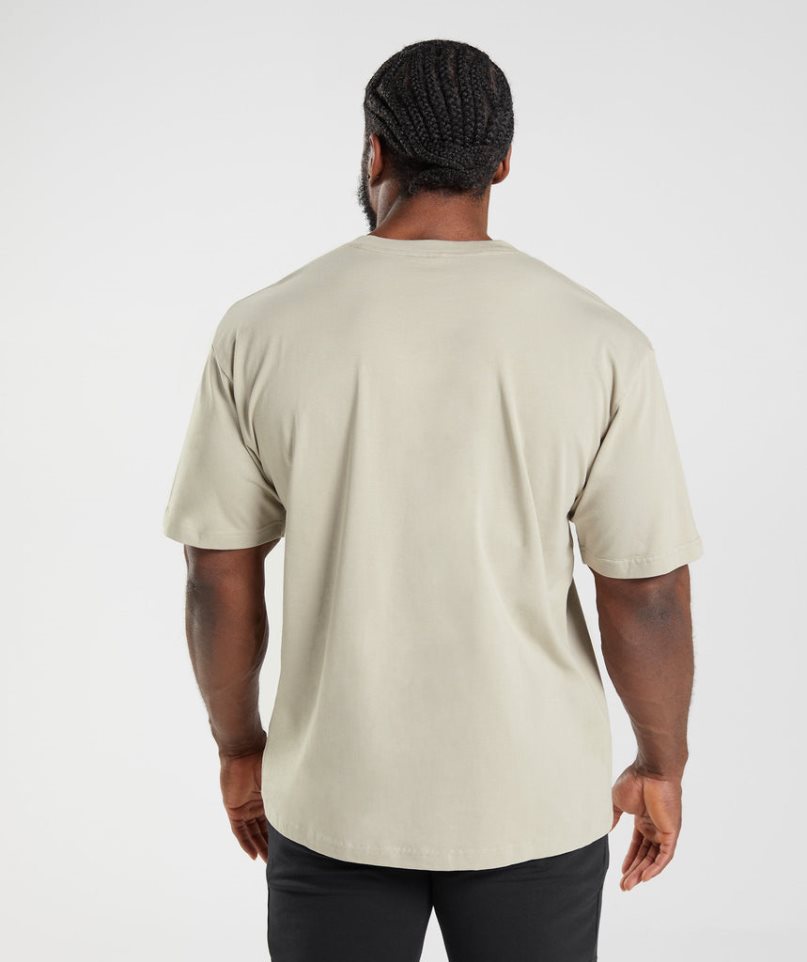 Gymshark Essential Oversized Férfi Póló Bézs | HU-G-572