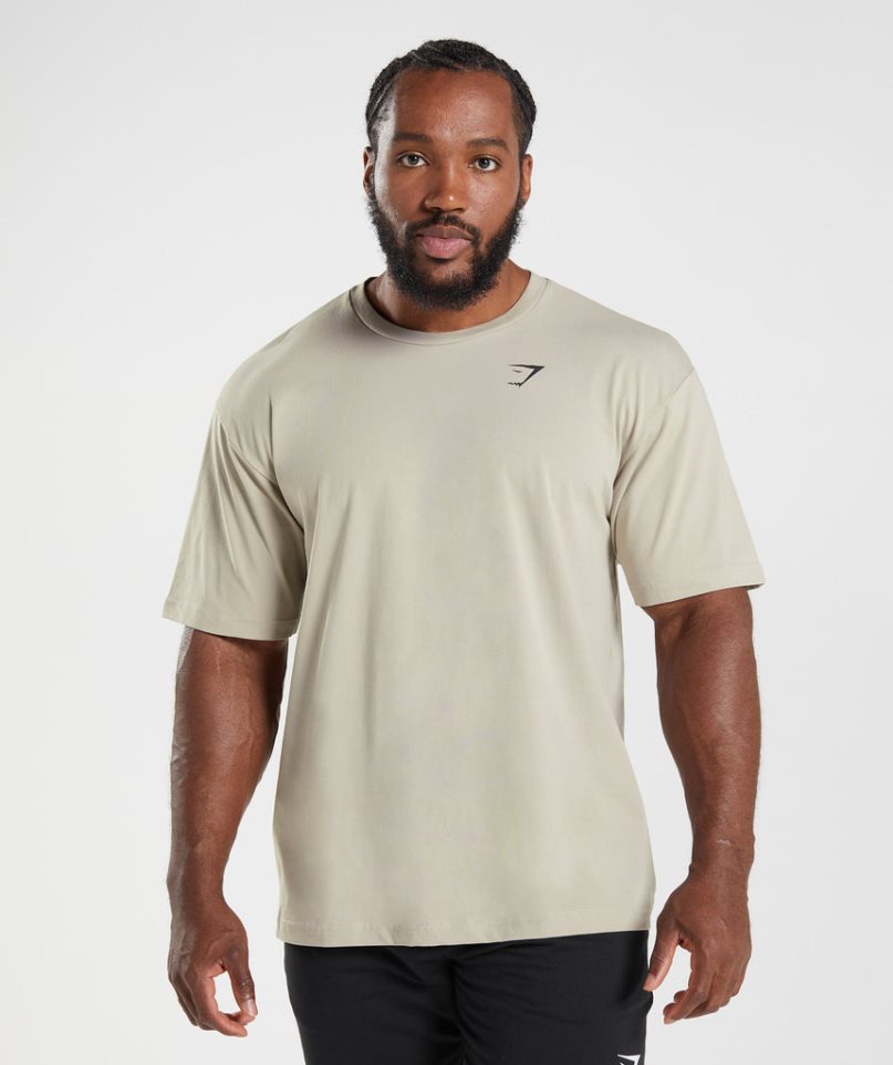 Gymshark Essential Oversized Férfi Póló Bézs | HU-G-572