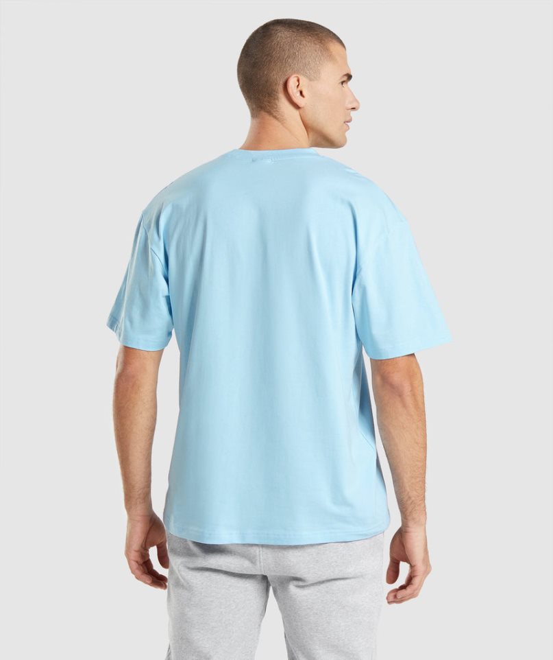 Gymshark Essential Oversized Férfi Póló Világos Kék | HU-L-570