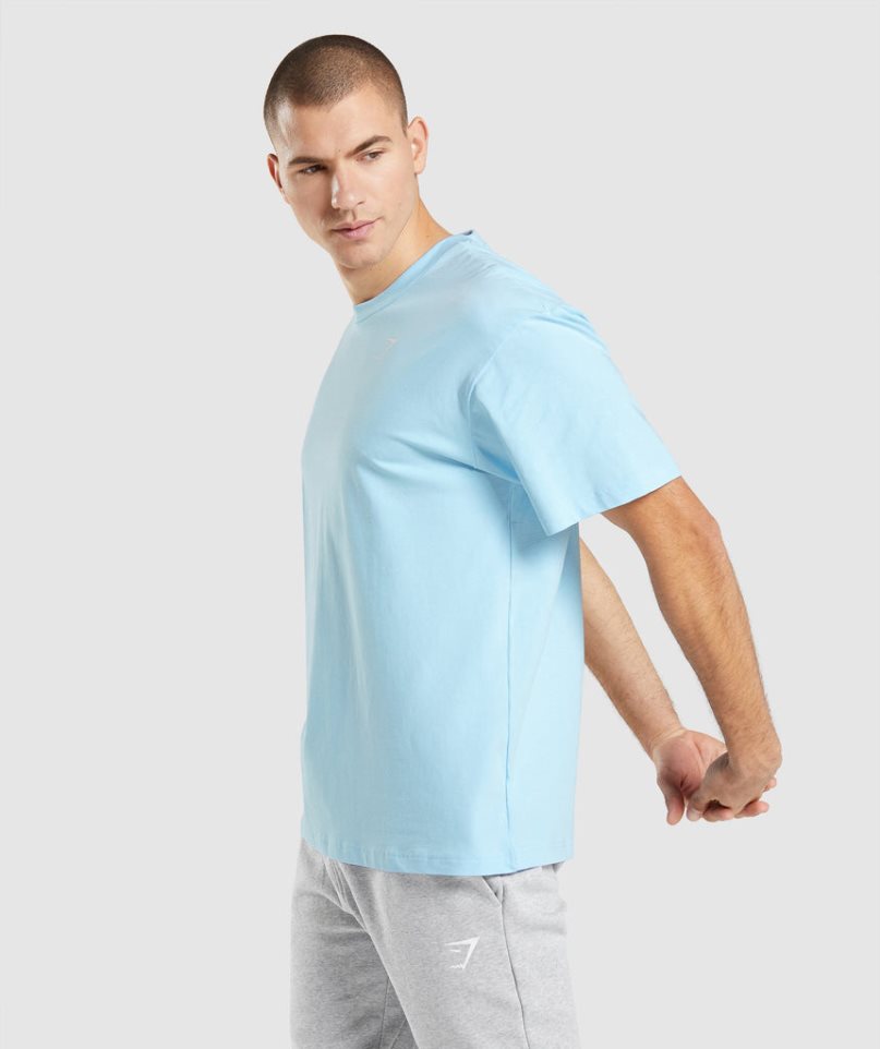 Gymshark Essential Oversized Férfi Póló Világos Kék | HU-L-570