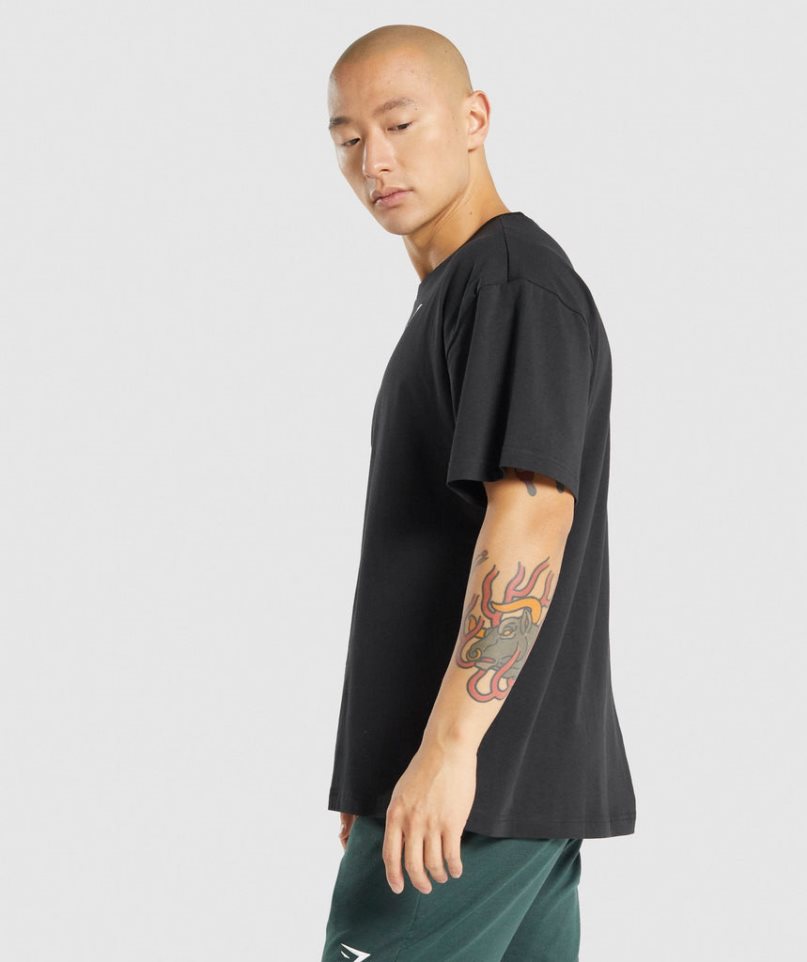 Gymshark Essential Oversized Férfi Póló Fekete | HU-N-940