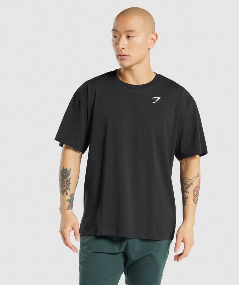Gymshark Essential Oversized Férfi Póló Fekete | HU-N-940