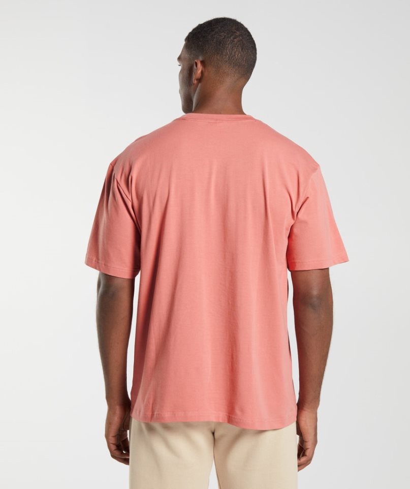 Gymshark Essential Oversized Férfi Póló Rózsaszín | HU-O-913