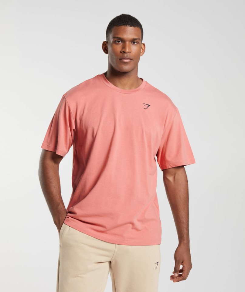 Gymshark Essential Oversized Férfi Póló Rózsaszín | HU-O-913